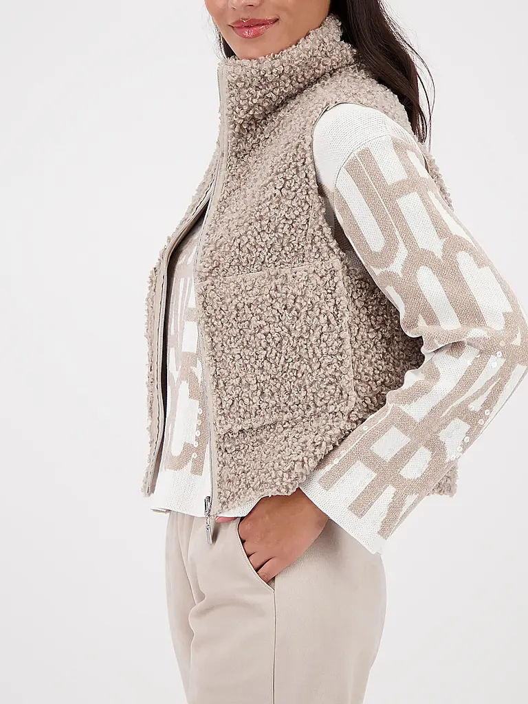 MONARI | Wendegilet in Felloptik | Beige