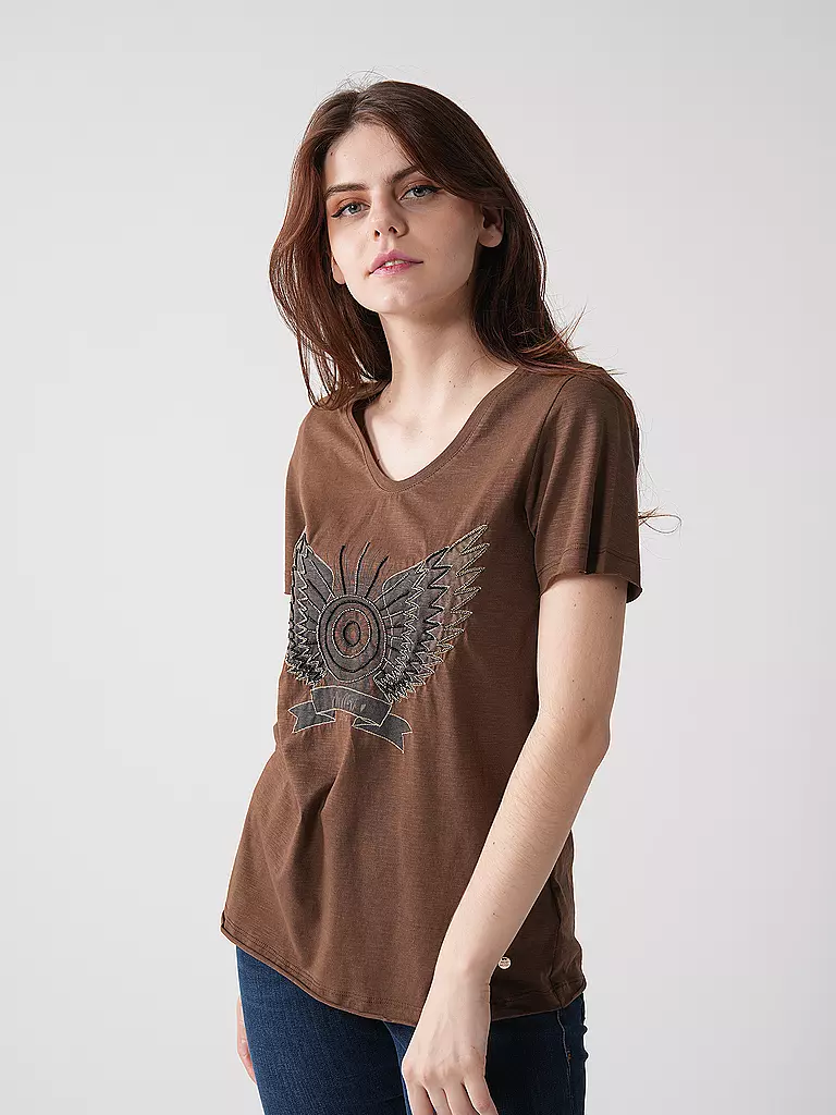 MOS MOSH | T-Shirt MMGETHIO-SSTEE | hellbraun