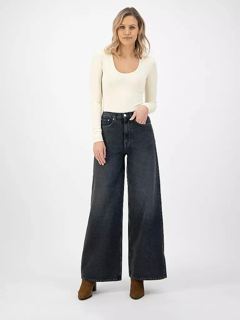 MUD JEANS | Jeans Wide Leg Wyde Sara | schwarz