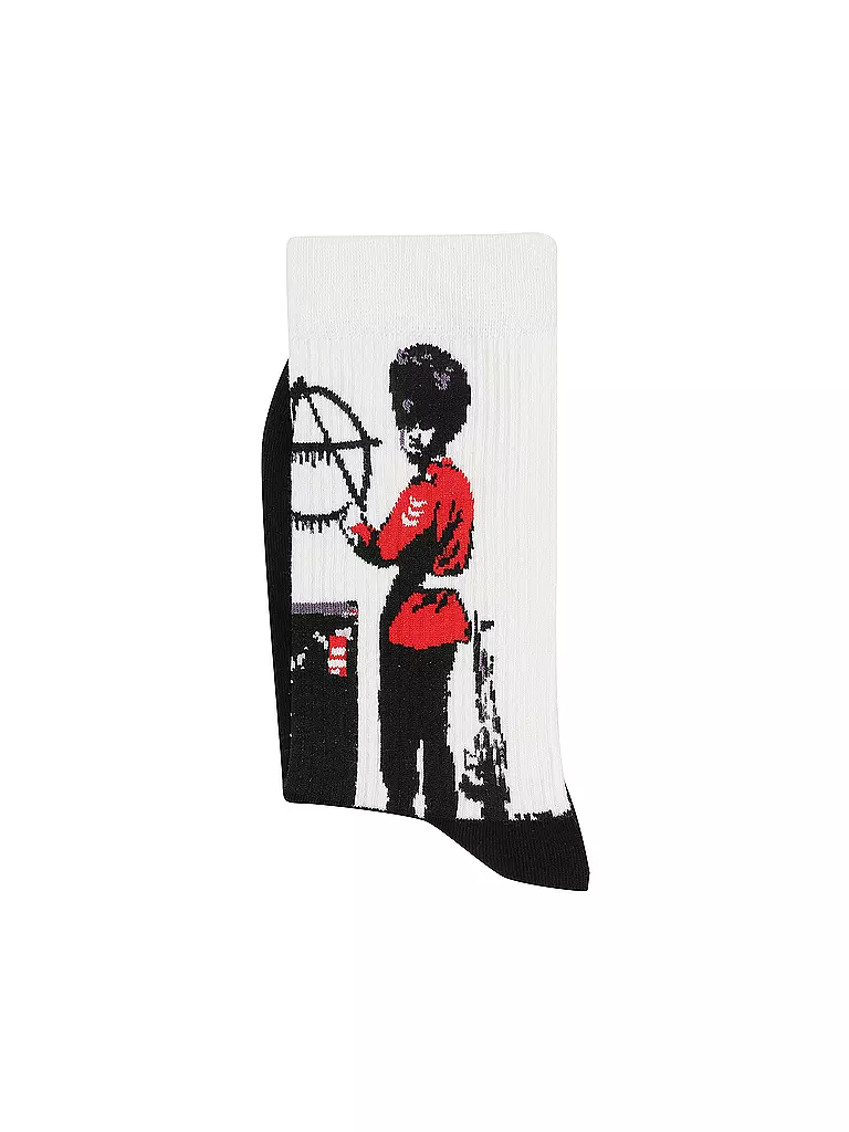 MUSEARTA | Damen Socken BANKSY GRAFFITI - ANARCHIST SOLDIER white | weiss