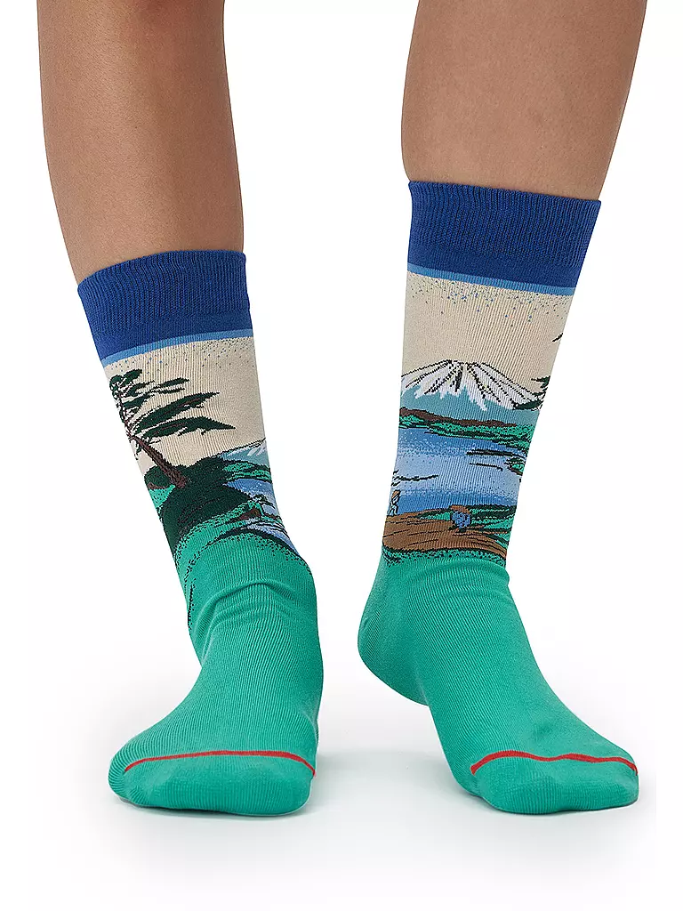 MUSEARTA | Damen Socken MOUNT FUJI - HOKUSAI green-multi (36-40) | grün