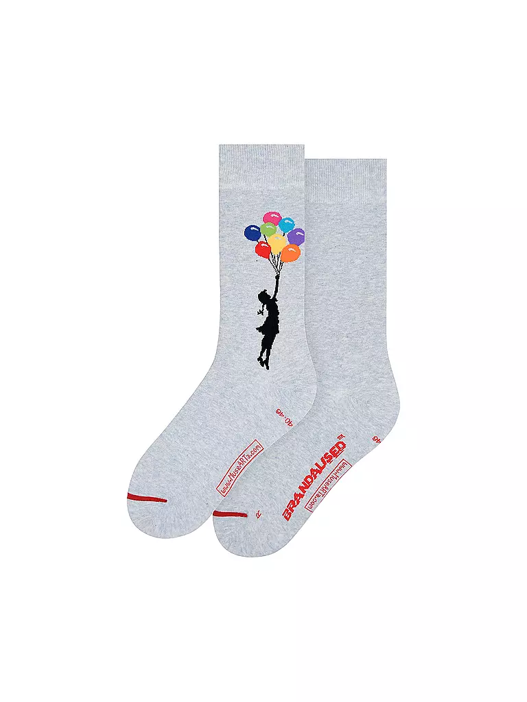 MUSEARTA | Herren Socken GIRL FLOATING AWAY - BANKSY multi (40-46) | hellgrau