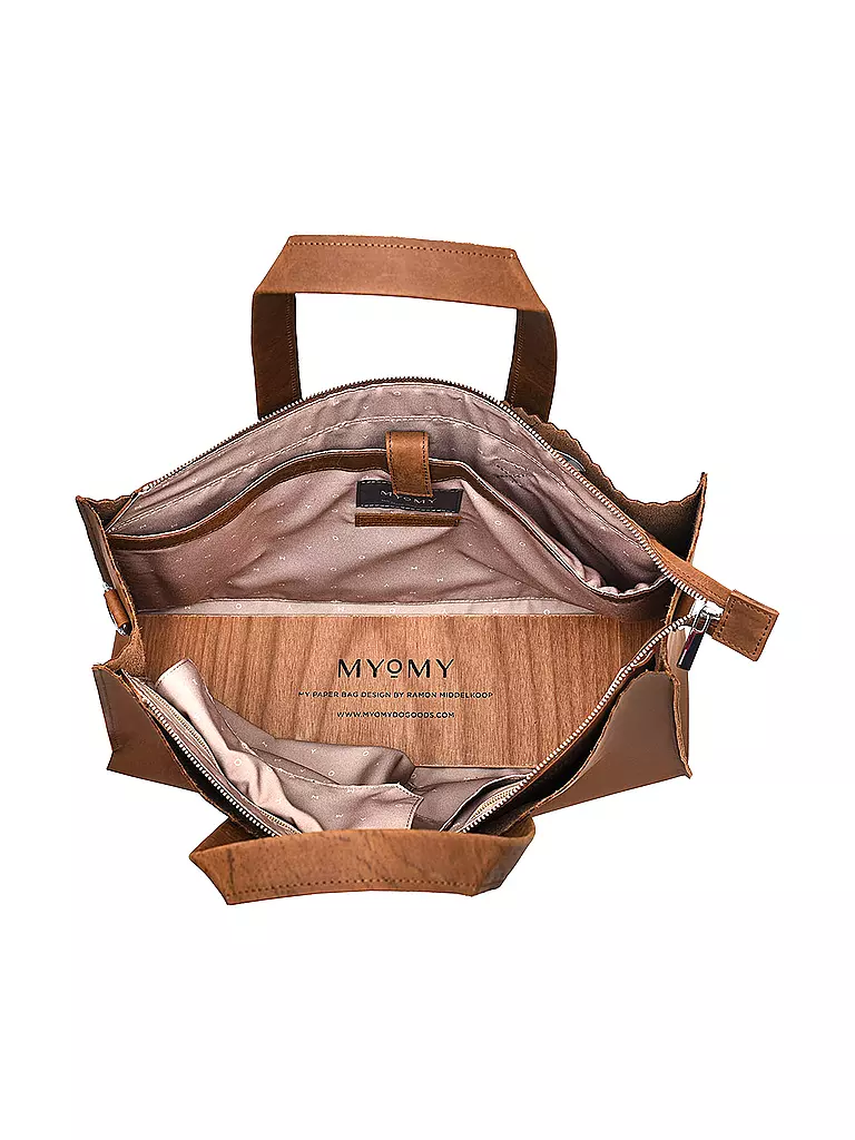 MYOMY | Ledertasche - Shopper My Paper Bag Work | braun