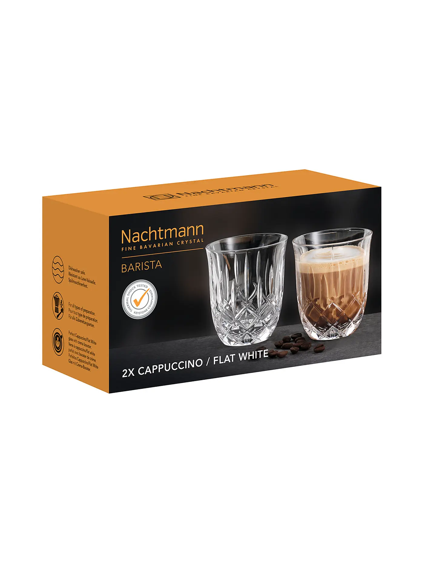 NACHTMANN | Cappuccino Flat White Glas 2er Set NOBLESSE Barista 234ml | transparent