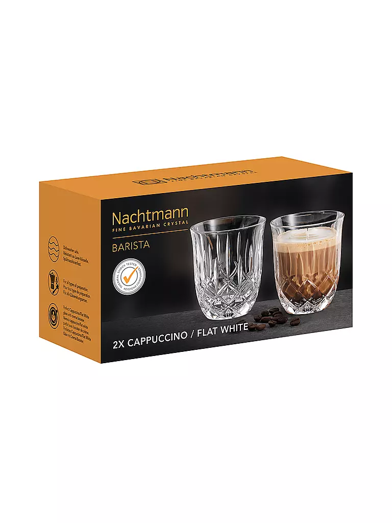 NACHTMANN | Cappuccino Flat White Glas 2er Set NOBLESSE Barista 234ml | transparent