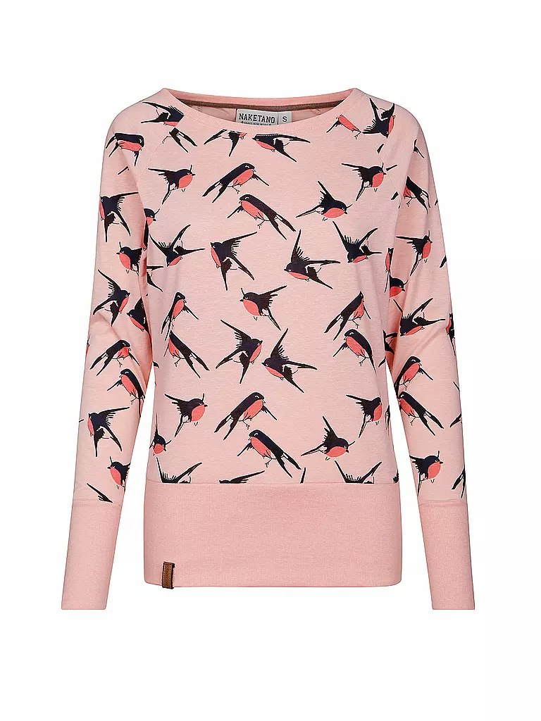 NAKETANO | Langarmshirt "Vögel Spring Groupie" | rosa