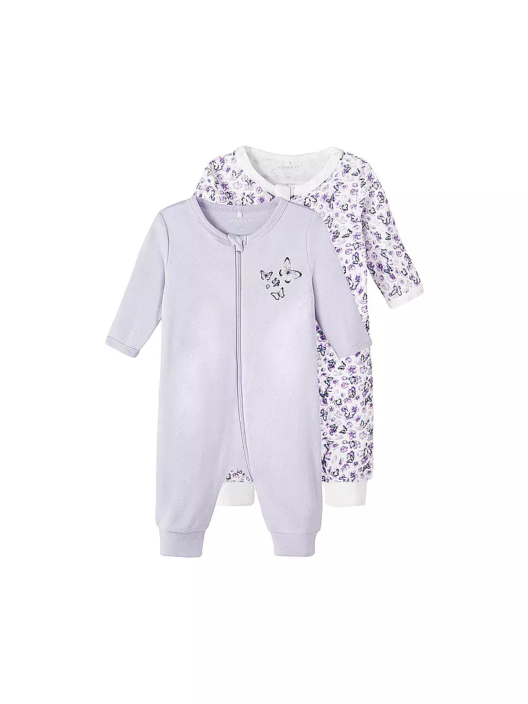 NAME IT | Baby Schlafoverall 2er Pkg  PURPLE FLOWER | lila