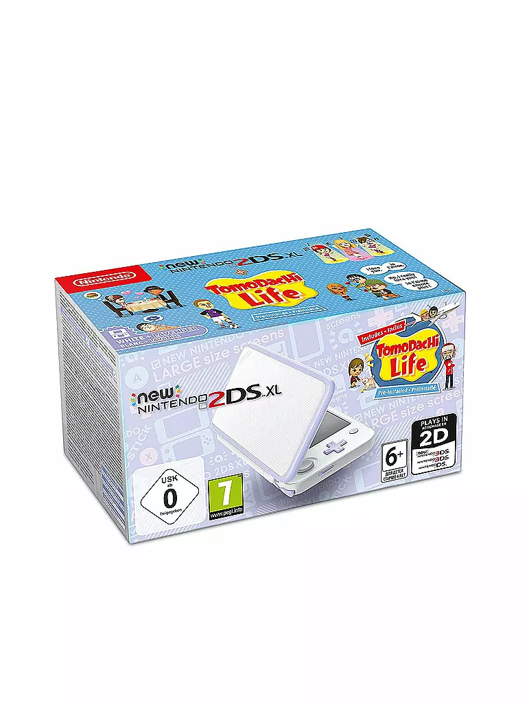 NINTENDO 3DS | New Nintendo 2DS XL Konsole (Weiss/Lavendel) inklusive Tomodachi Life  | transparent
