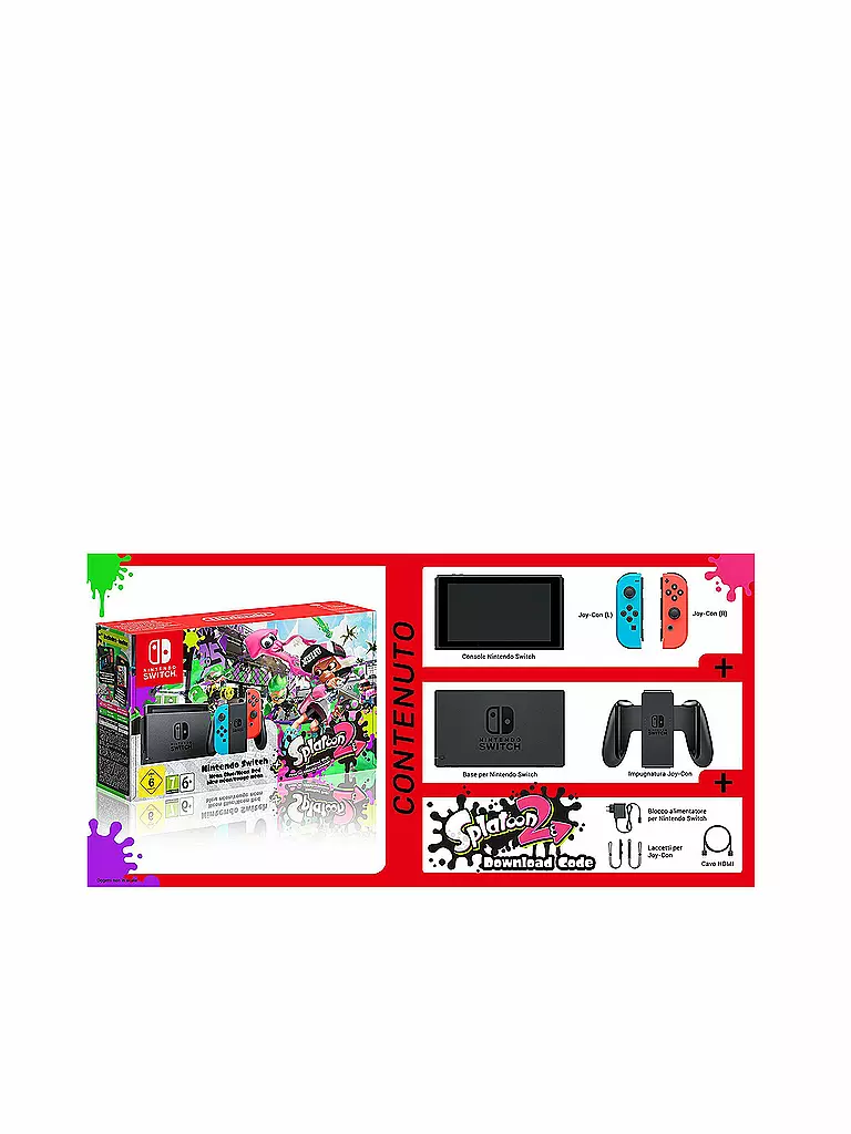 NINTENDO SWITCH | Nintendo Switch-Konsole Neon-Blau / Neon-Rot inkl. Splatoon 2  | 