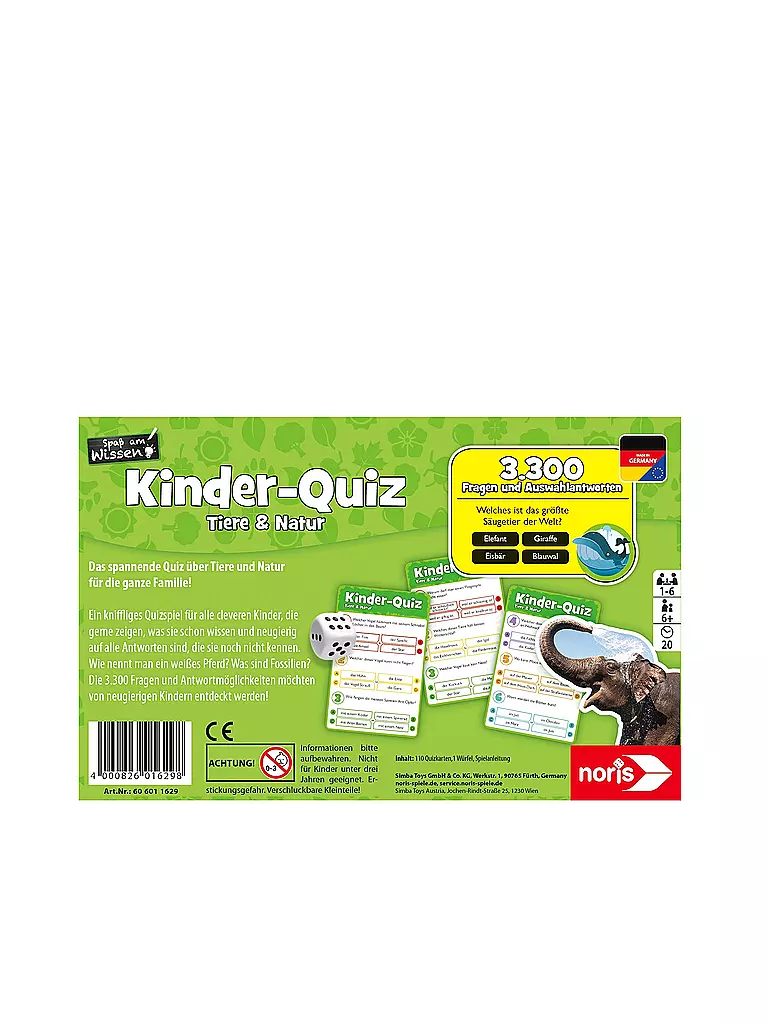 NORIS | Kinderquiz - Tiere & Natur | keine Farbe