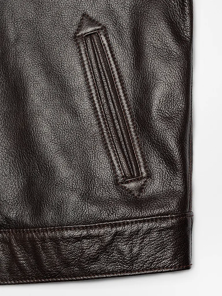 NUDIE JEANS | Lederjacke JOPPE WESTERN | braun