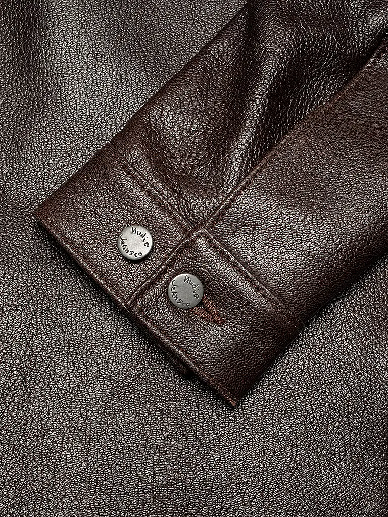 NUDIE JEANS | Lederjacke JOPPE WESTERN | braun