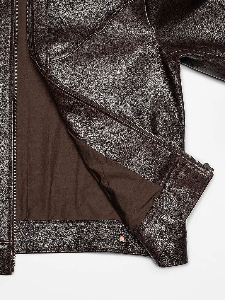 NUDIE JEANS | Lederjacke JOPPE WESTERN | braun