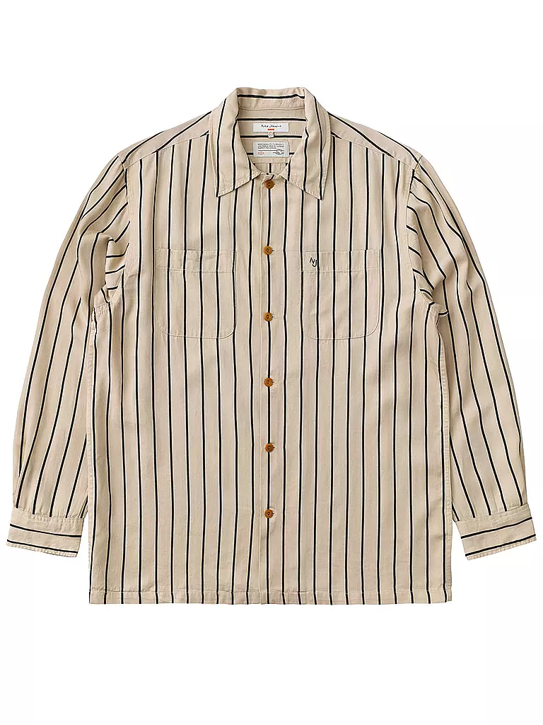 NUDIE JEANS | Overshirt VINCENT FLUID STRIPE | creme