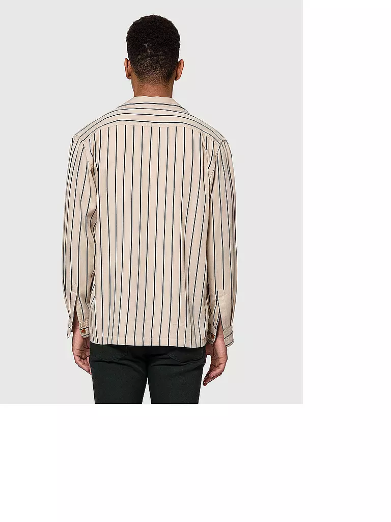 NUDIE JEANS | Overshirt VINCENT FLUID STRIPE | creme