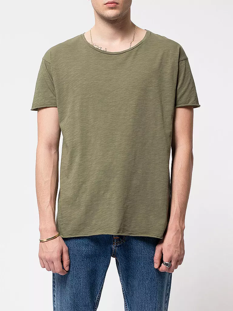 NUDIE JEANS | T shirt " Roger Slub " | olive