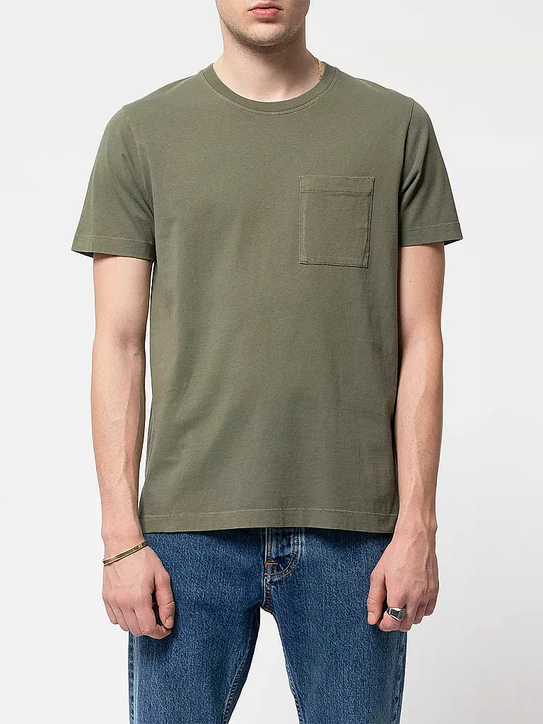 NUDIE JEANS | T Shirt Regular Fit " Roy " | grün