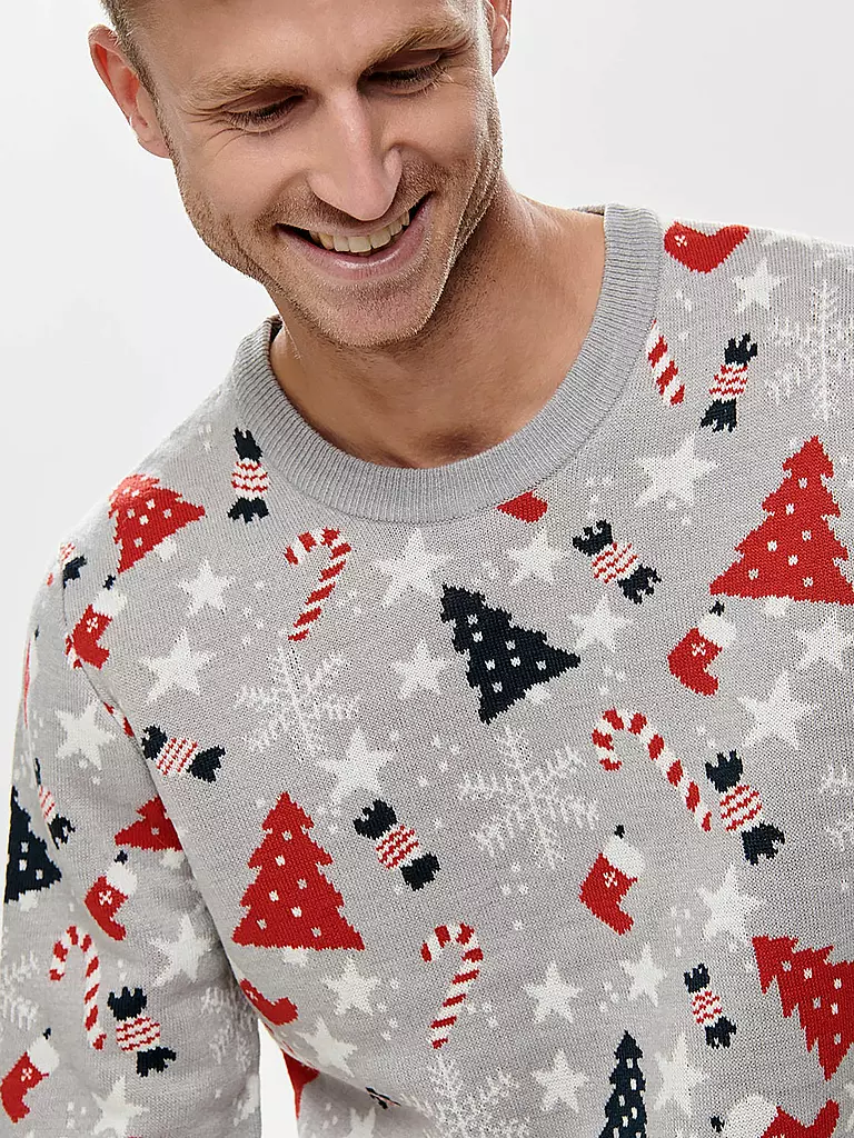 ONLY & SONS | Weihnachts Pullover XMAS | grau