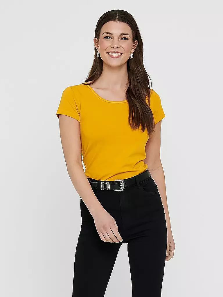ONLY | Basic T Shirt ONLLIVE LIVE LIFE | gelb