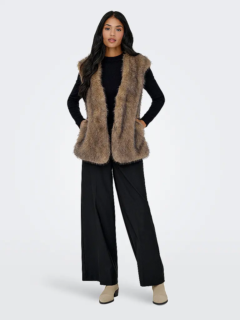 ONLY | Gilet in Felloptik ONLDAWN  | hellbraun