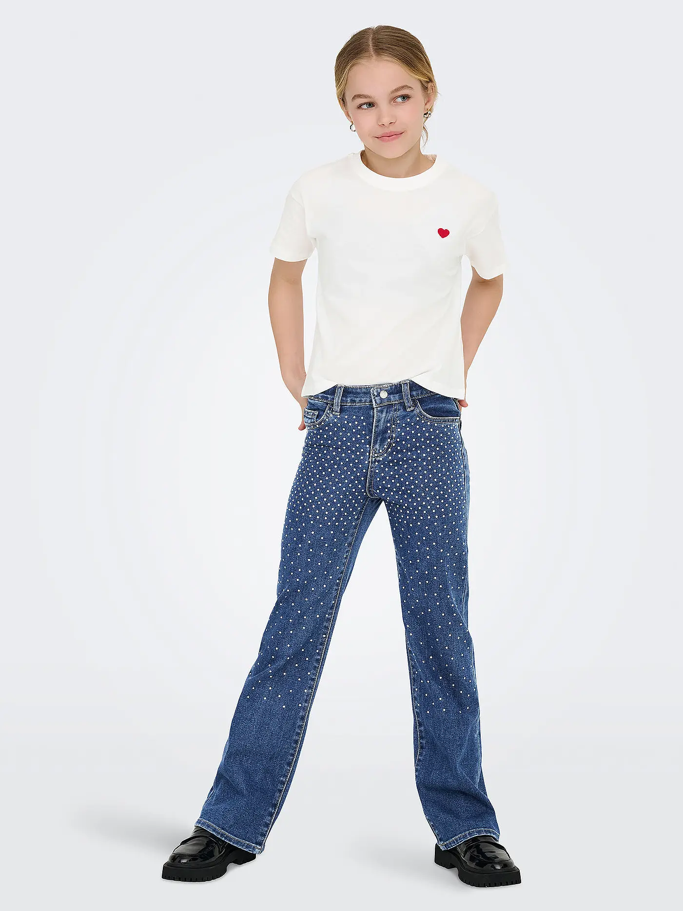 ONLY | Mädchen T-Shirt KOGMAIKEN LIFE CROPHEART | weiss