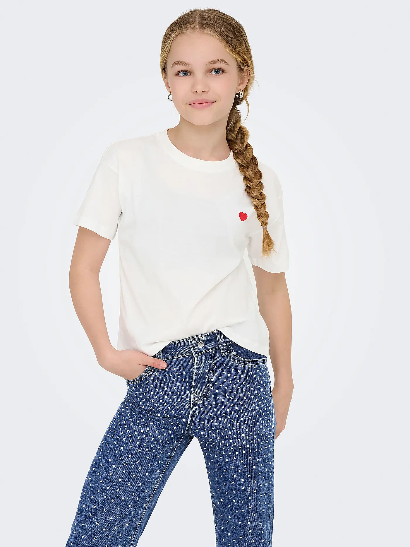 ONLY | Mädchen T-Shirt KOGMAIKEN LIFE CROPHEART | weiss