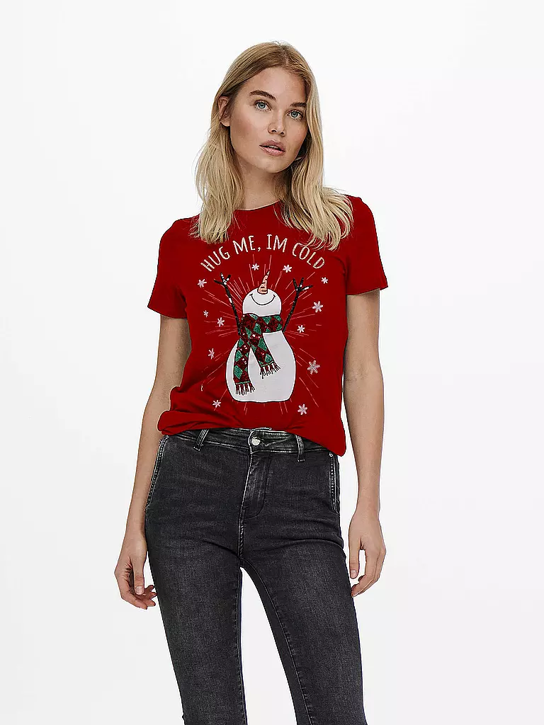 ONLY | T-Shirt ONLYRSA CHRISTMAS | rot