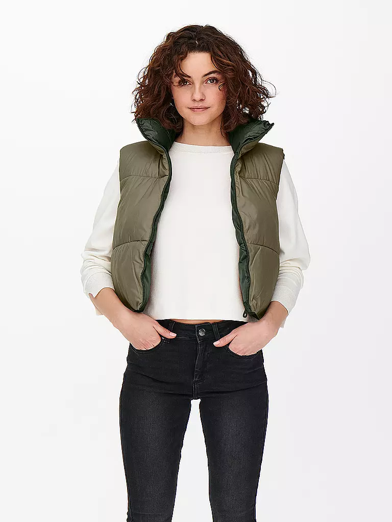 ONLY | Wendesteppgilet Cropped Fit ONLRICKY  | olive