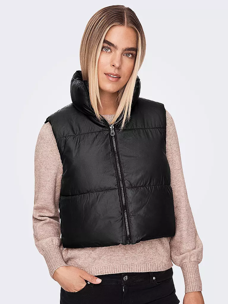 ONLY | Wendesteppgilet Cropped Fit ONLRICKY  | schwarz