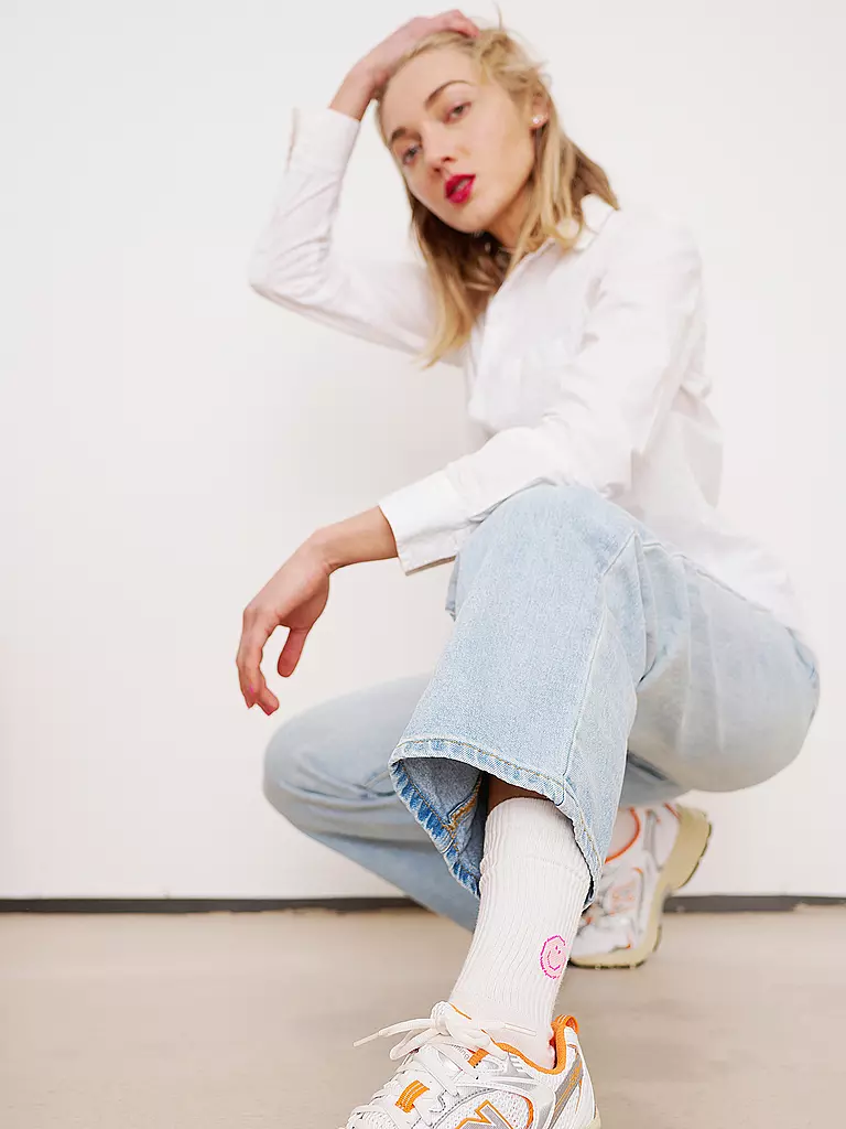 OOLEY | Socken ICON pink smile | weiss