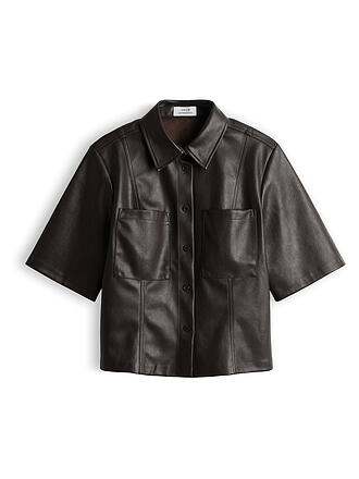 OPUS | Hemdbluse in Lederoptik FELEATHER