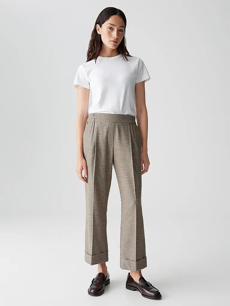 OPUS | Hose Jogging Fit MAIKITO PEPITA | Hellbraun