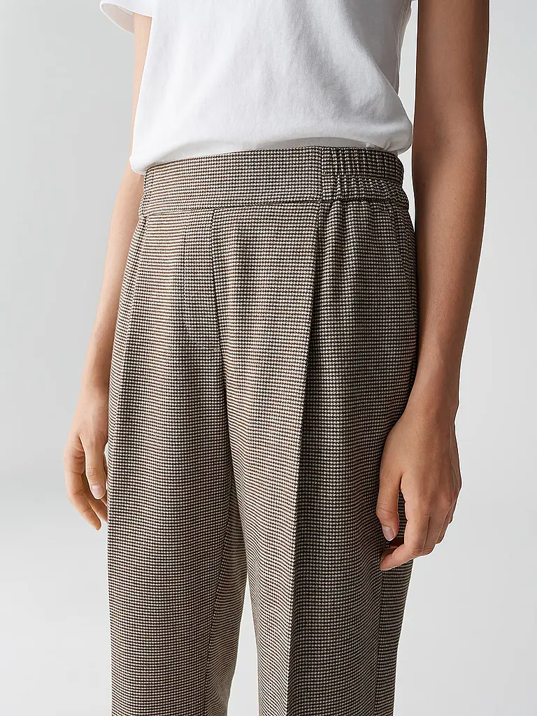 OPUS | Hose Jogging Fit MAIKITO PEPITA | Hellbraun