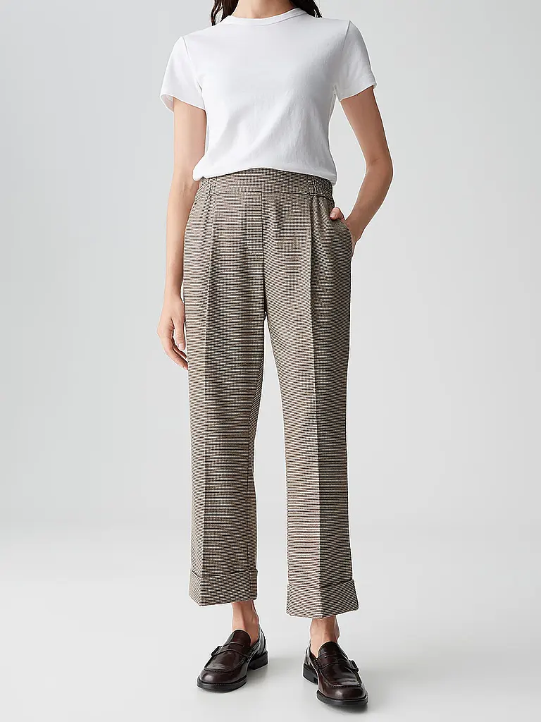 OPUS | Hose Jogging Fit MAIKITO PEPITA | Hellbraun