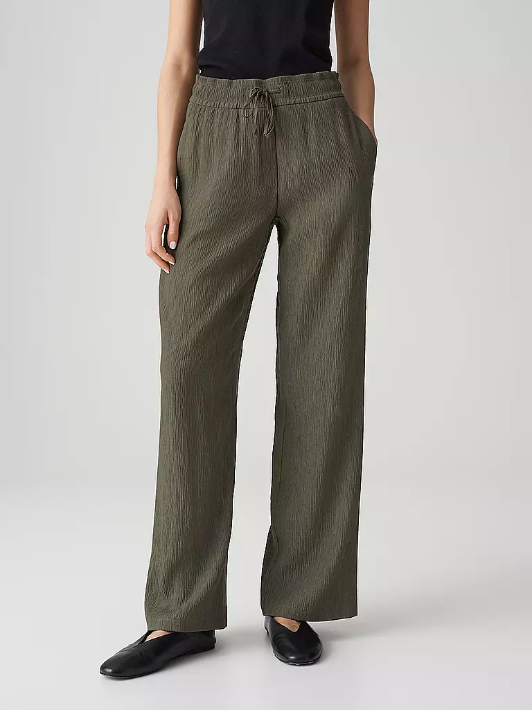OPUS | Hose Jogging Fit MAROU CRINKLE | dunkelgrün