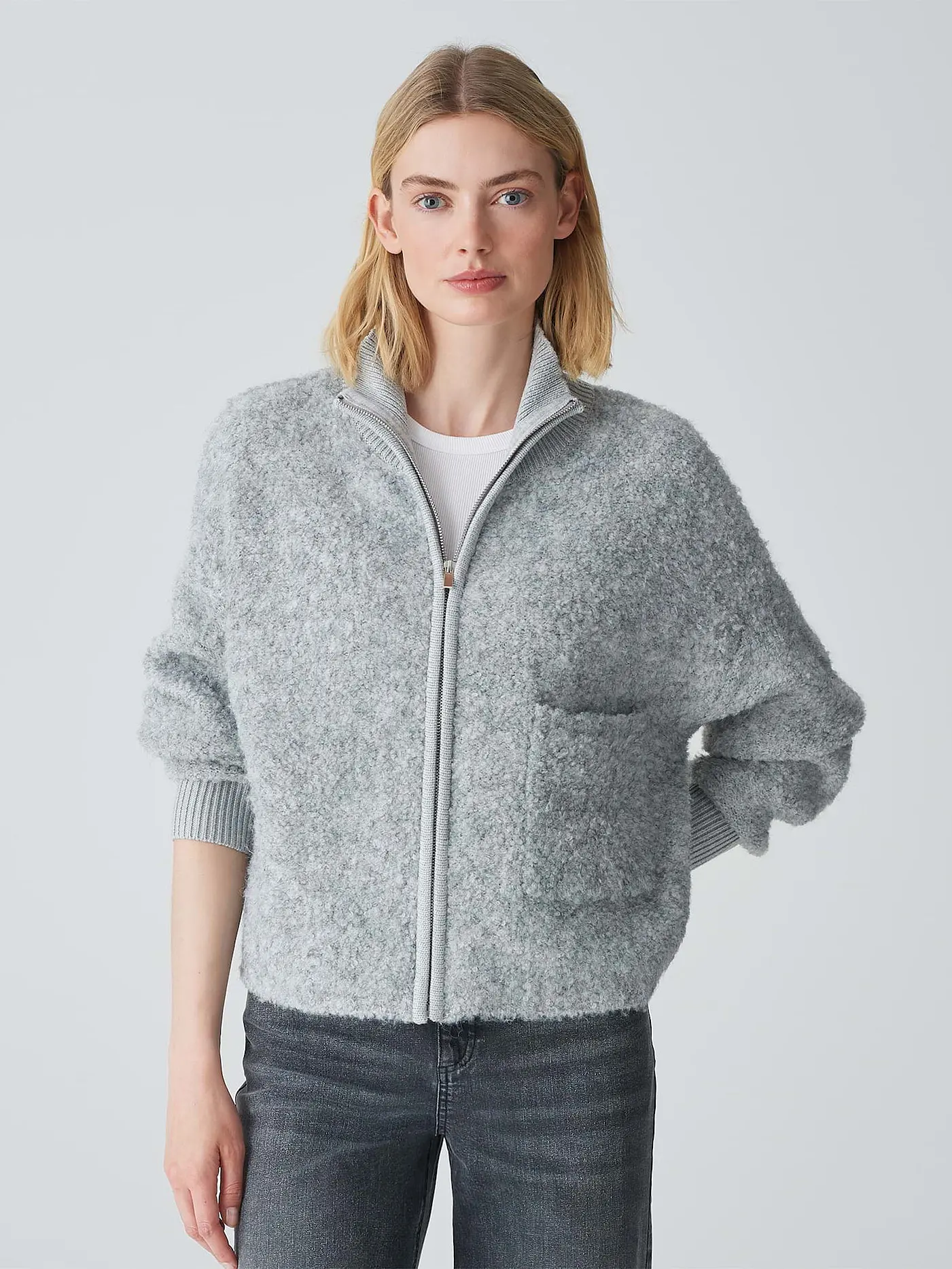 OPUS | Strickjacke DARILA | hellgrau