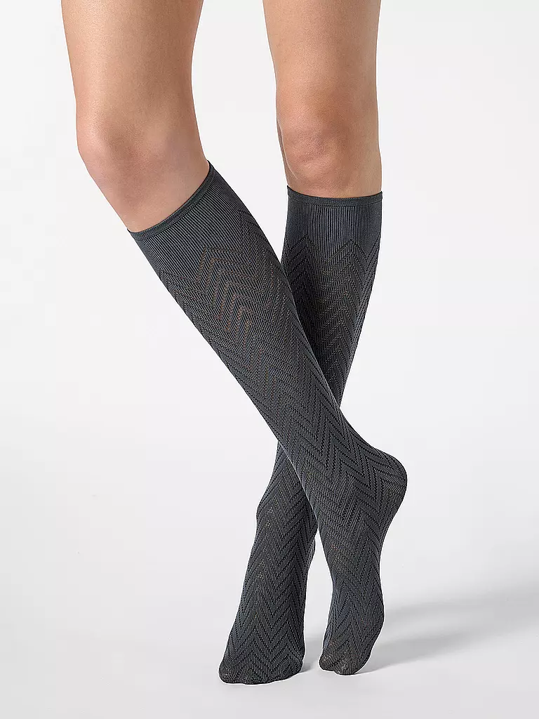 OROBLU | Kniestrümpfe TWEED nearly black | grau