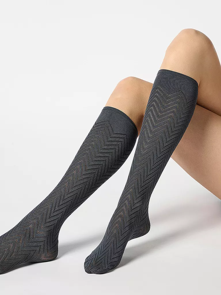 OROBLU | Kniestrümpfe TWEED nearly black | grau