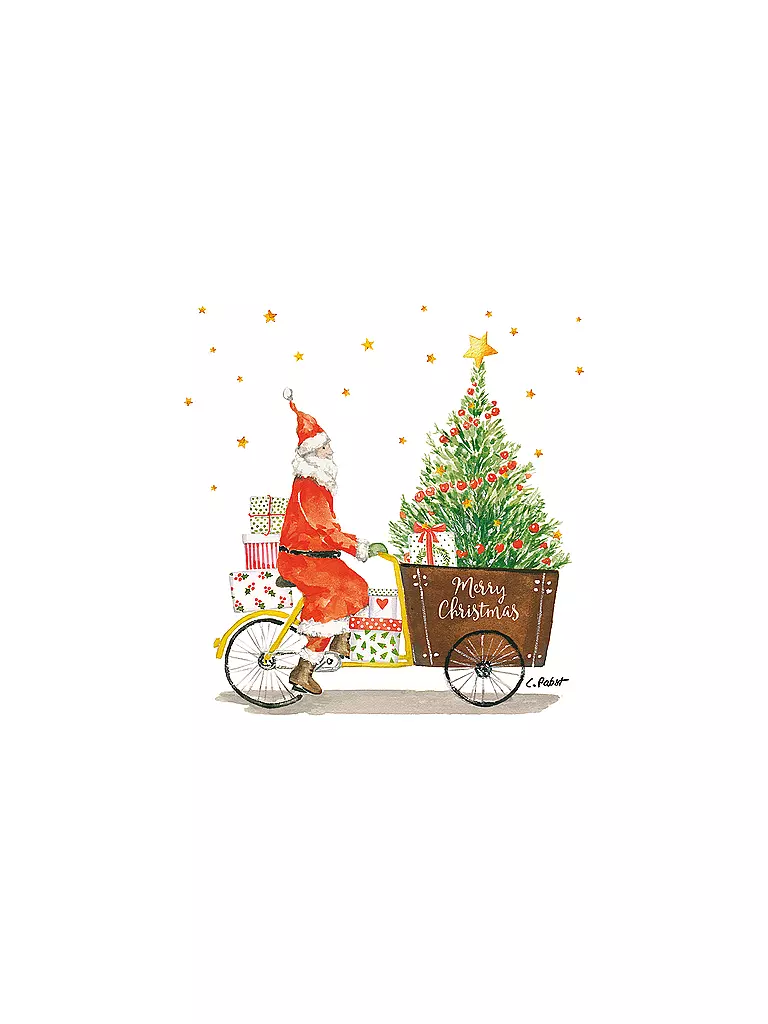 PAPER-PRODUCTS | Weihnachts Lunch-Servietten 33x33cm SANTA DELIVERY | Weiss