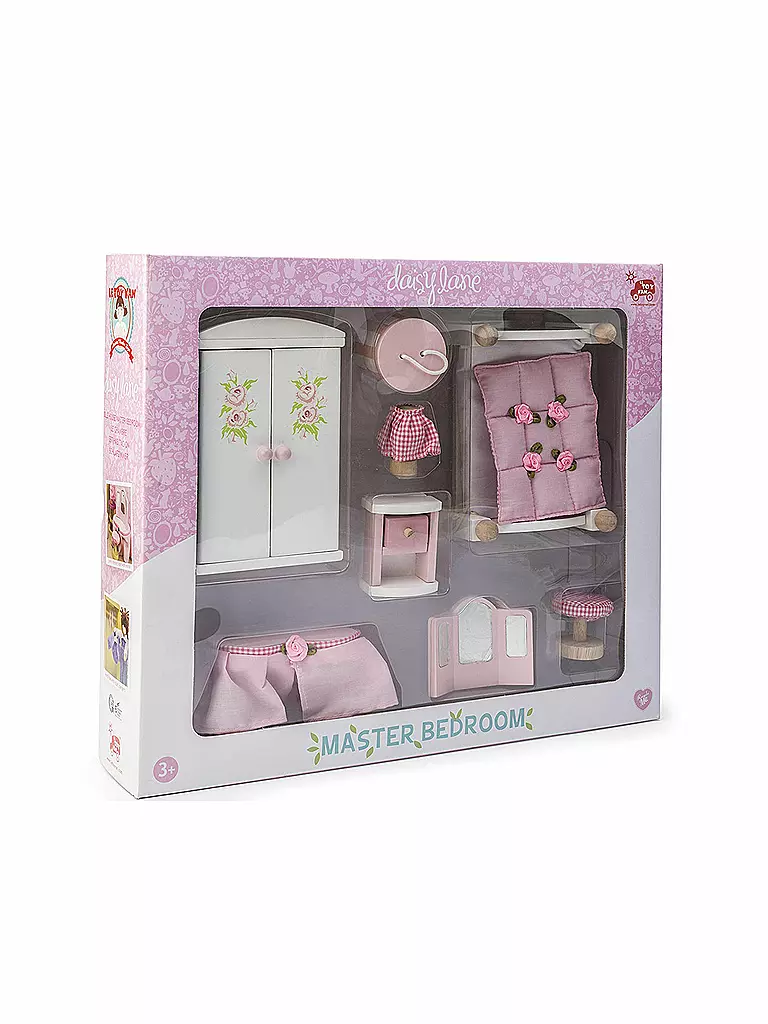 PAPO | Puppenhausmöbel - Schlafzimmer aus Holz "Daisylane Master Bedroom" | transparent