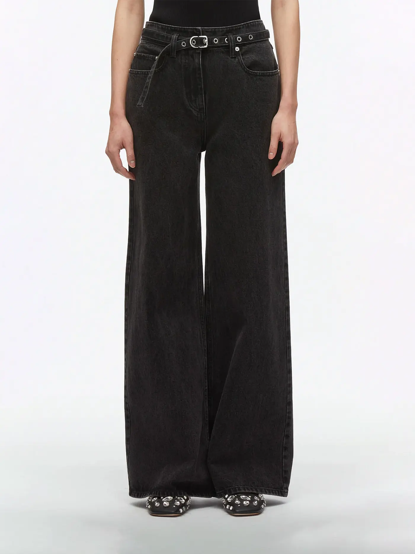 PHILLIP LIM | Jeans Wide Leg  | schwarz