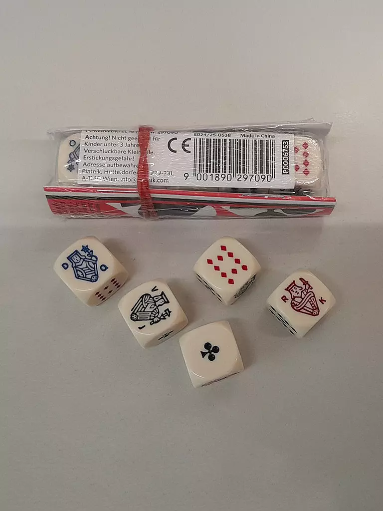 PIATNIK | Pokerwürfel 5 Stück | weiss