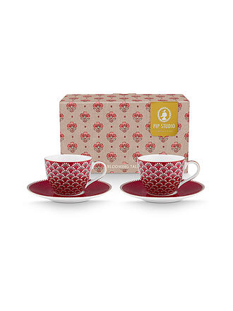 PIP STUDIO | Espressotasse mit Untertasse 2-tlg. BLOOMING TALES 2x120ml Fantasy Darkred