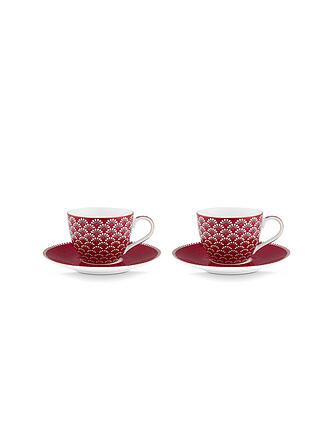 PIP STUDIO | Espressotasse mit Untertasse 2-tlg. BLOOMING TALES 2x120ml Fantasy Darkred
