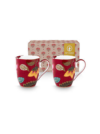 PIP STUDIO | Henkelbecher  2-tlg. BLOOMING TALES 2x350ml Fantasy Darkred