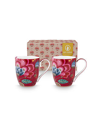 PIP STUDIO | Henkelbecher  2-tlg. BLOOMING TALES 2x450ml Fantasy Darkred