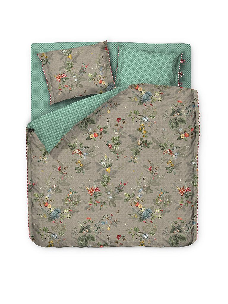 PIP STUDIO Housse de couette en percale Leaf 2x 70x90cm / 200x200cm beige