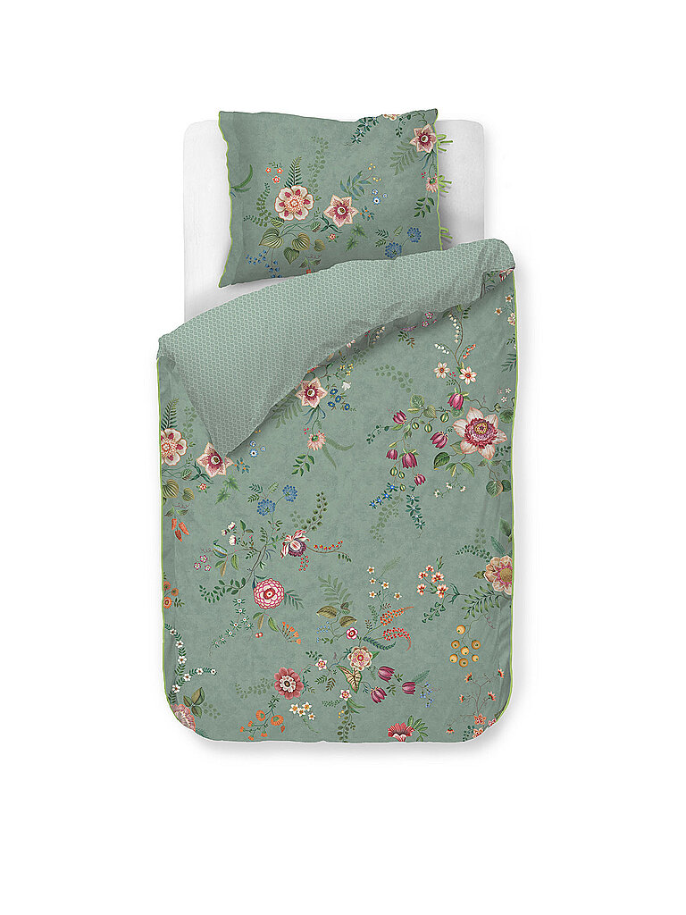 PIP STUDIO Perkal Bettwäsche EVERBLOMM 70x90cm/140x200cm Gruen hellgrün