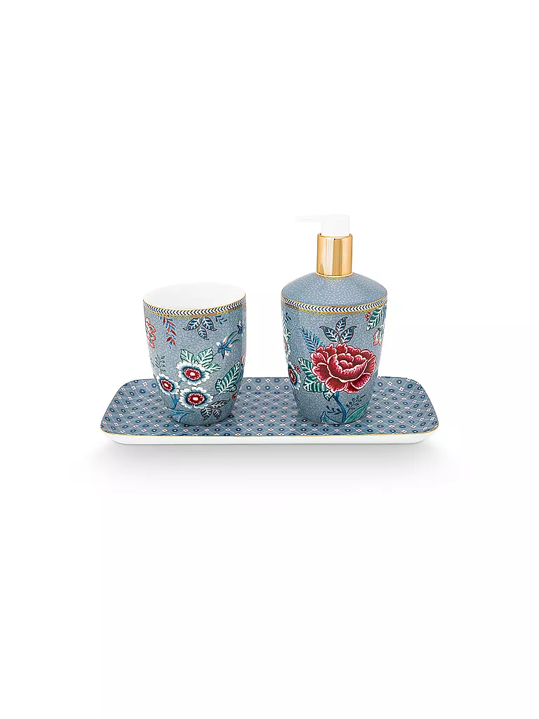 PIP STUDIO | Badaccessoires Set 3 tlg Flowery Light Blue | hellblau