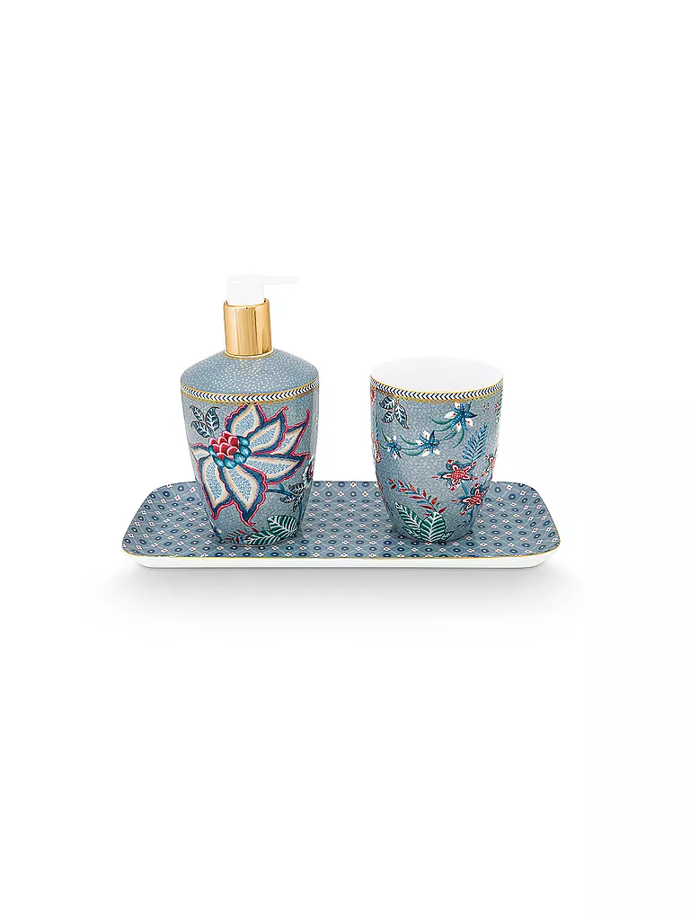 PIP STUDIO | Badaccessoires Set 3 tlg Flowery Light Blue | hellblau